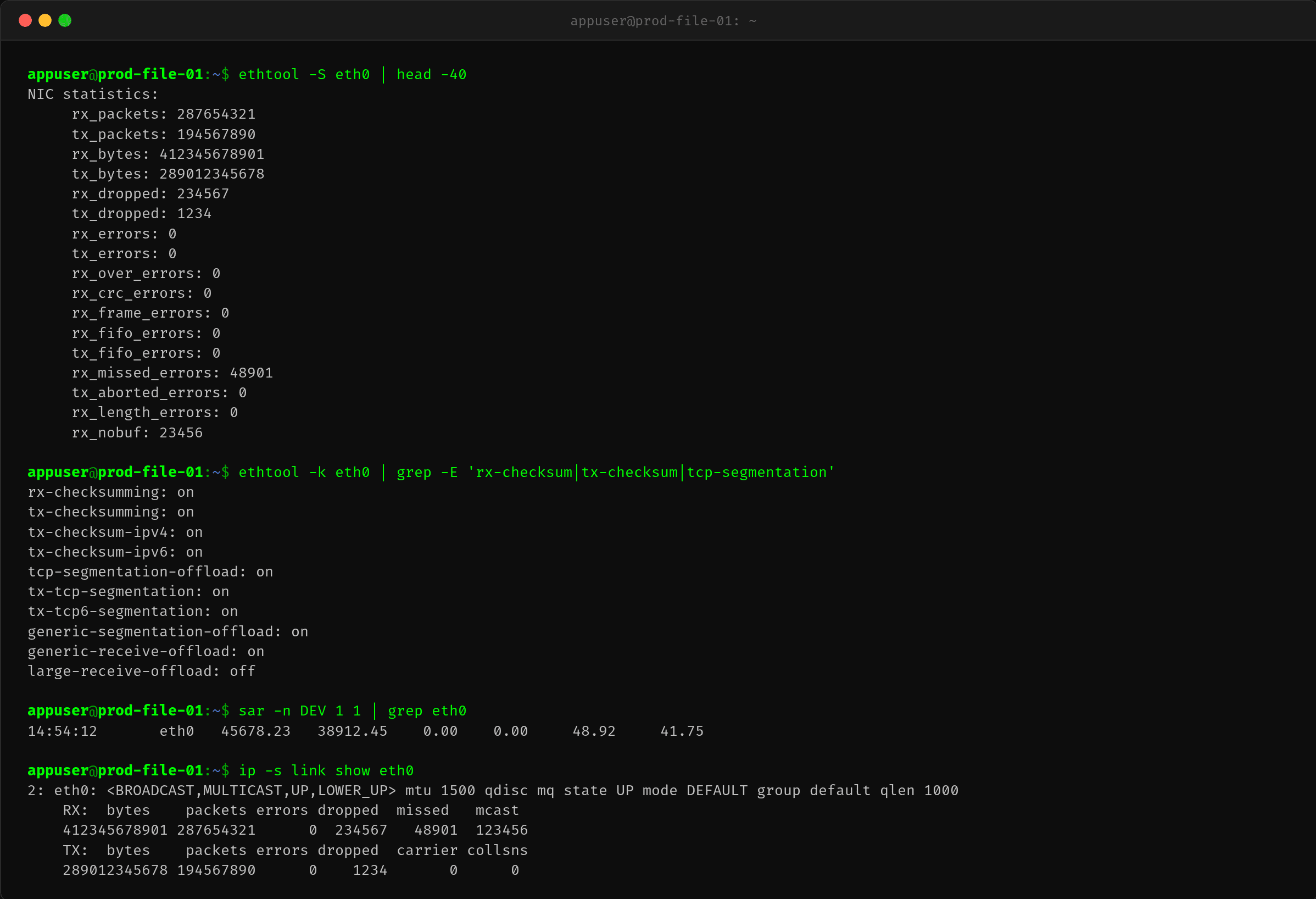 ethtool 统计