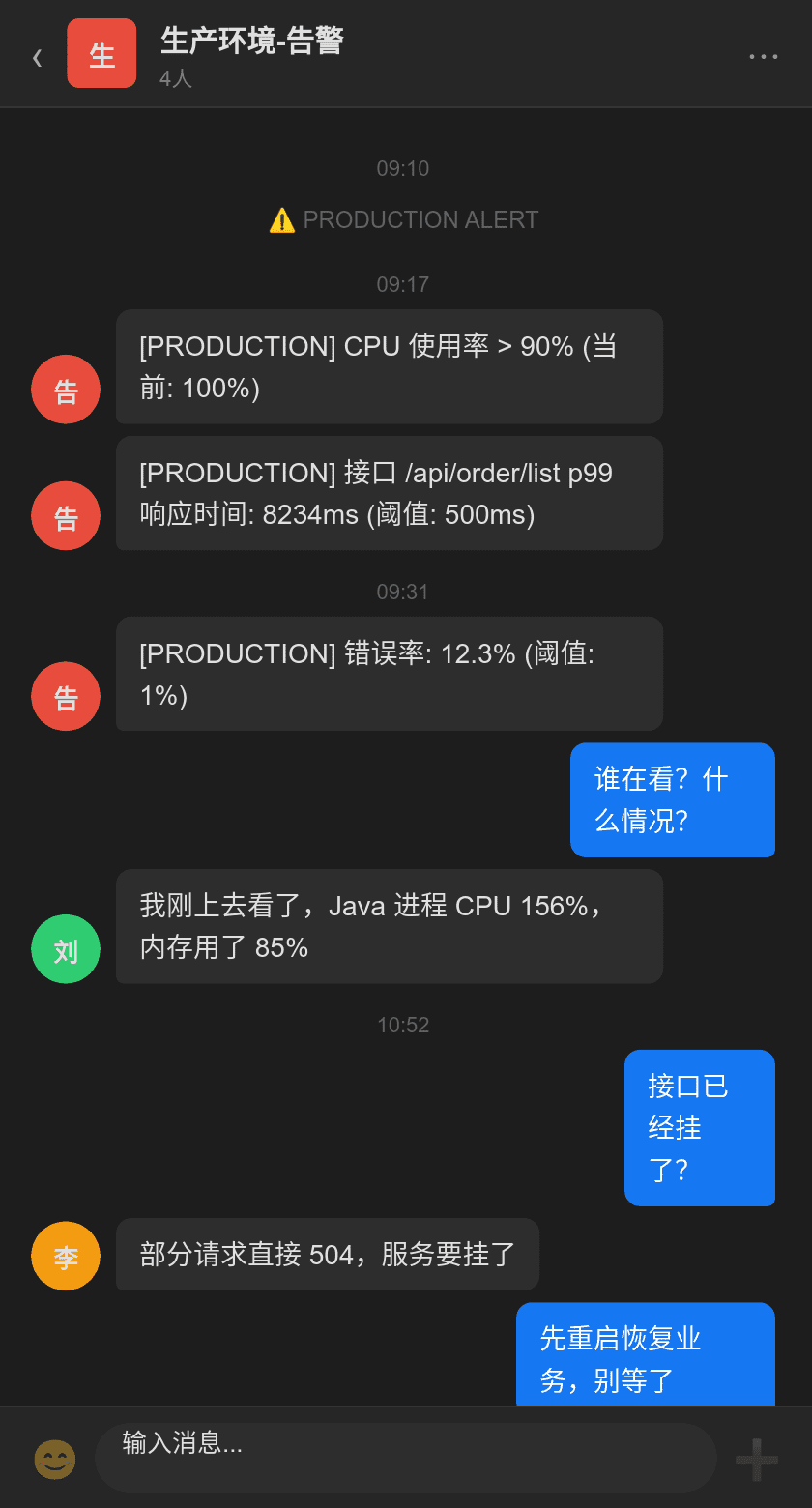 生产告警群消息