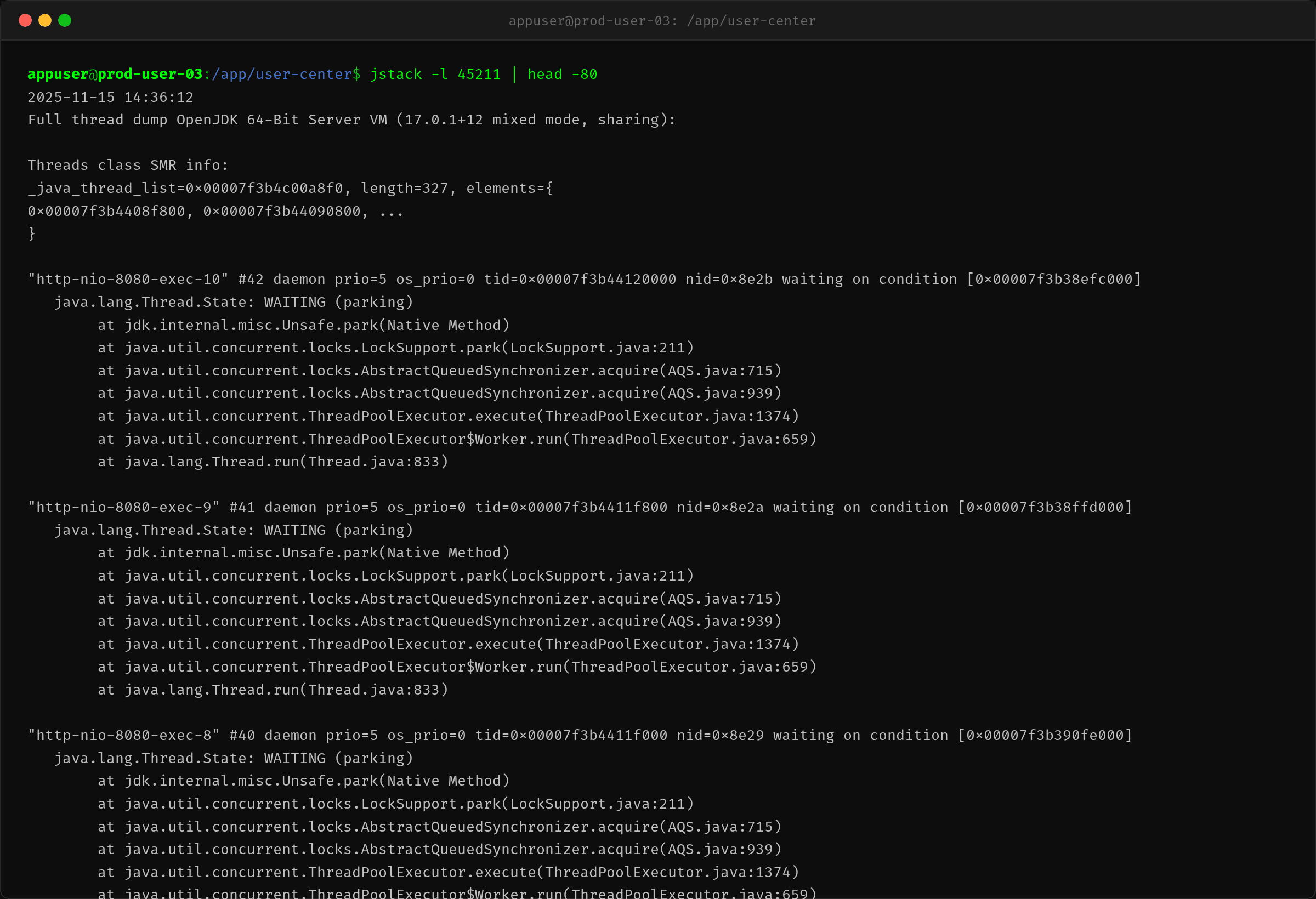 jstack 线程 Dump