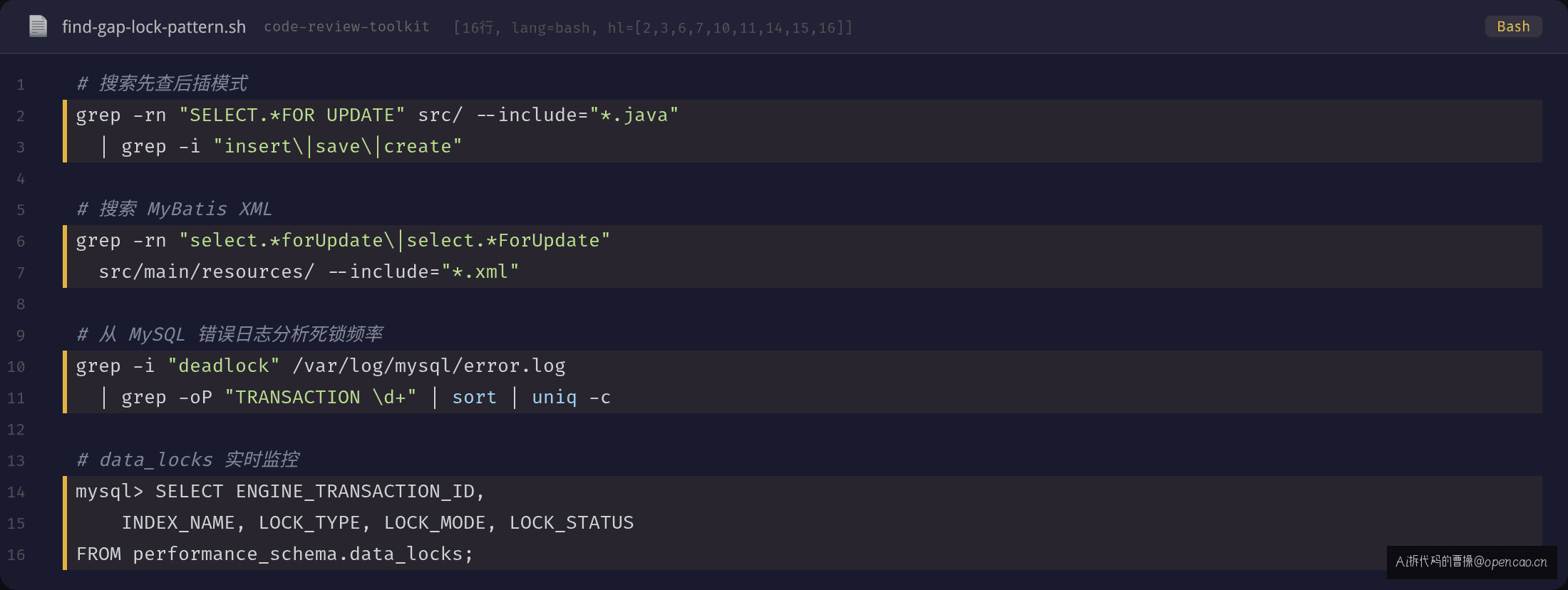 检测命令 — 搜索同类 SQL 模式