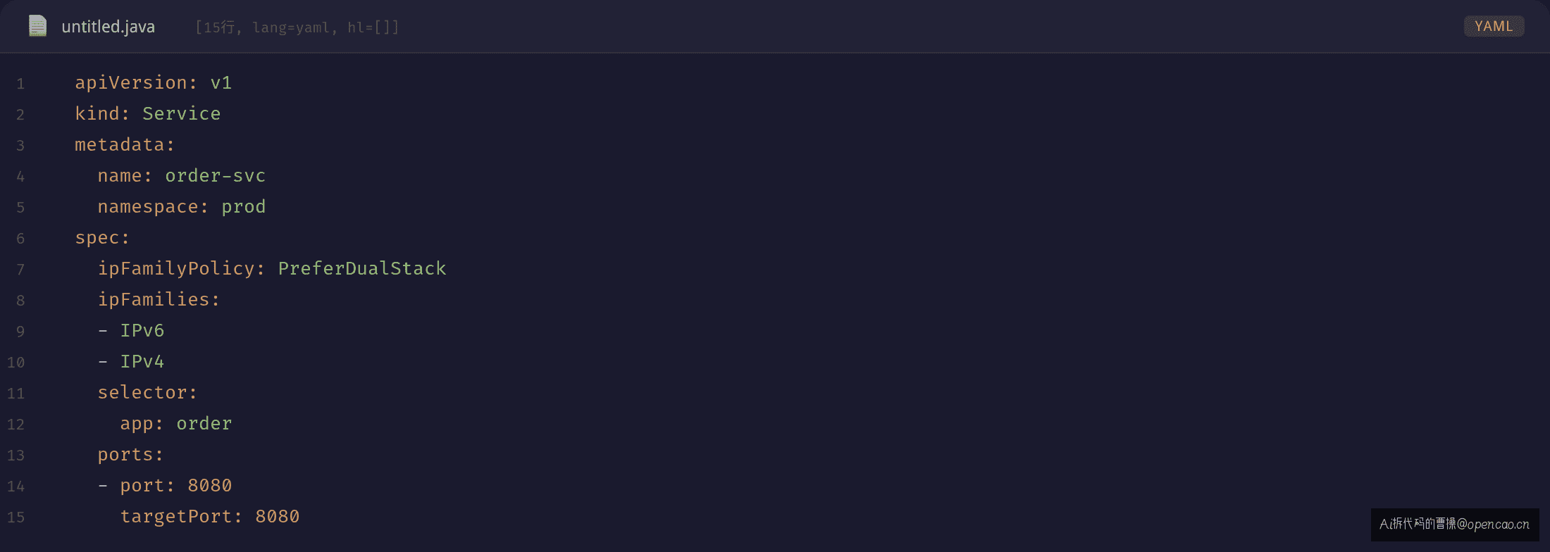 Service YAML ipFamilies 顺序