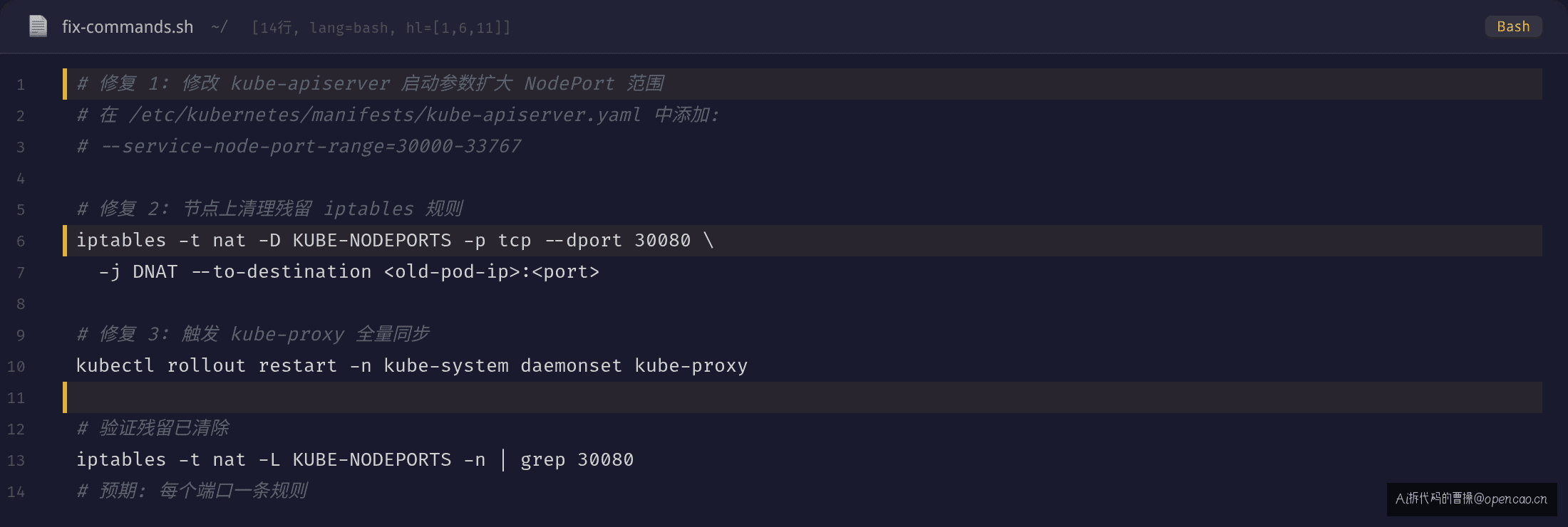 修复命令 + Check-list 拷贝即用