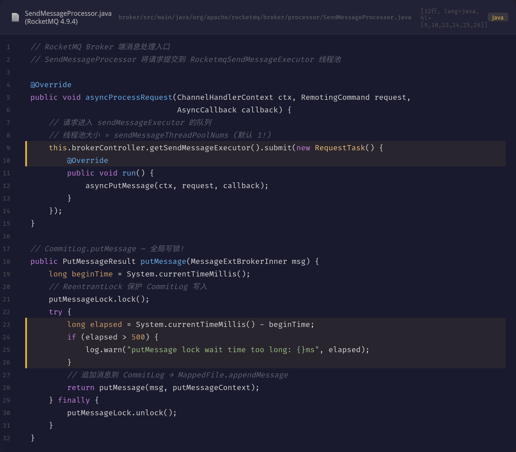 Broker 端：SendMessageProcessor