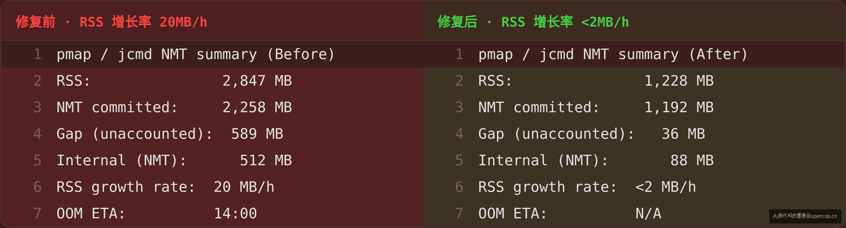 修复前后 RSS 对比