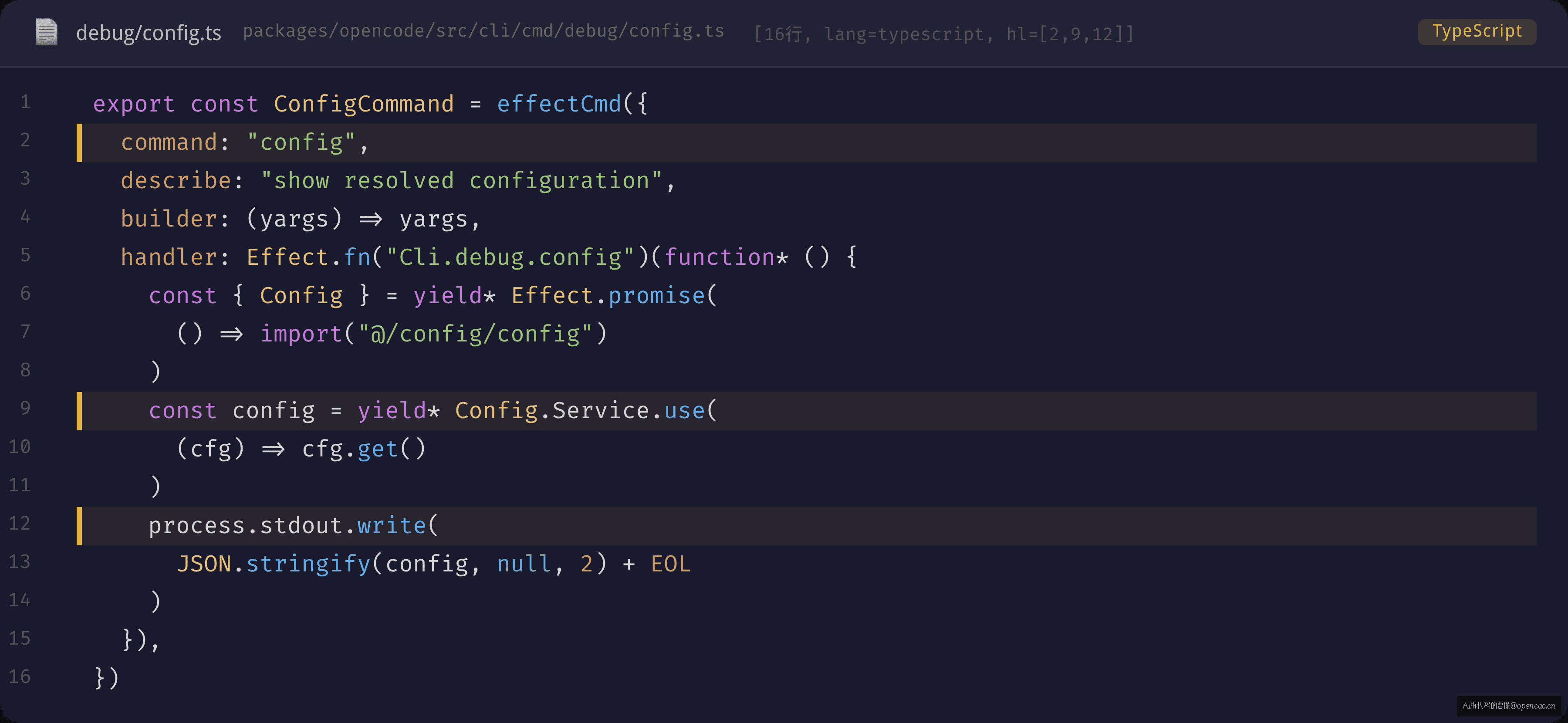 debug/config.ts CLI 入口