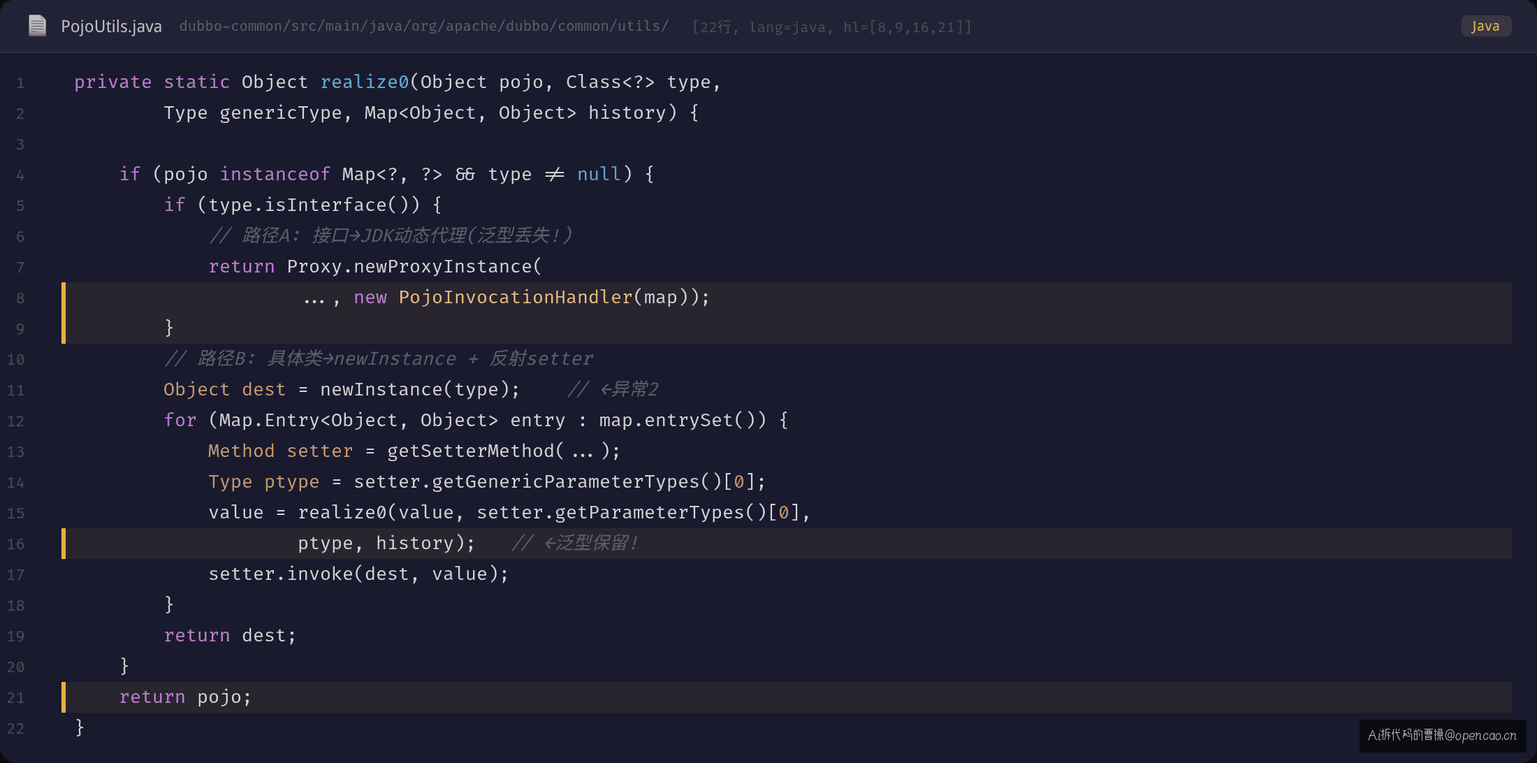 PojoUtils.realize() 源码高亮