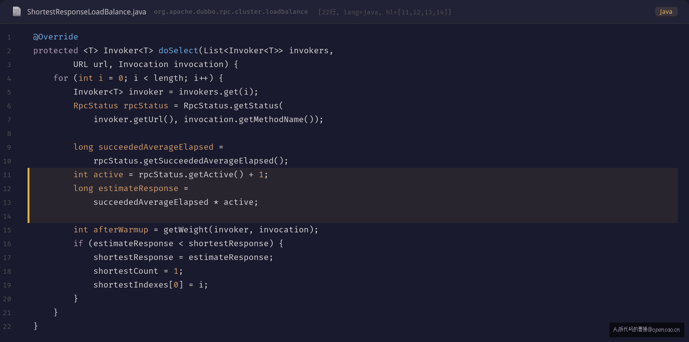 ShortestResponseLoadBalance 的 estimateResponse 计算