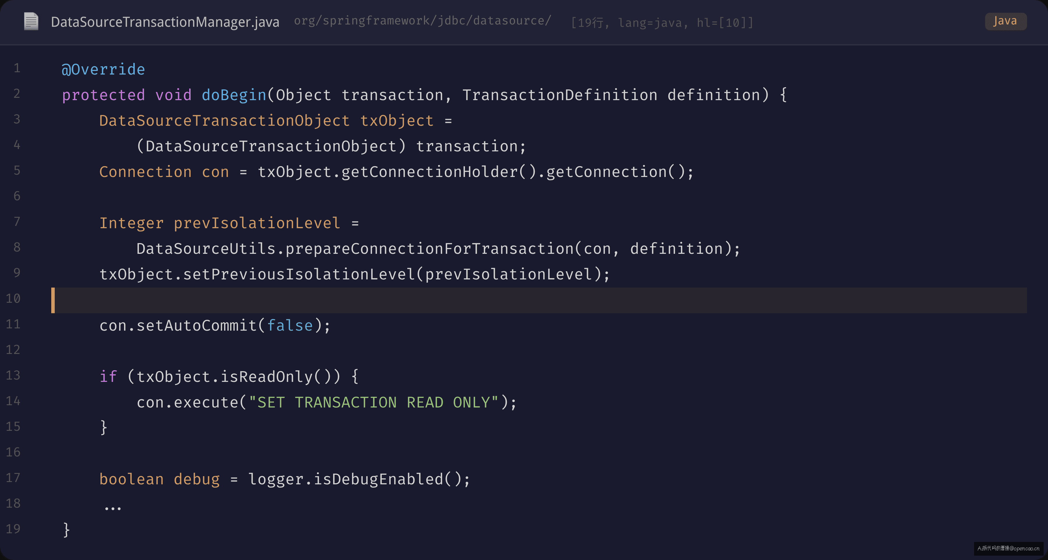 DataSourceTransactionManager.doBegin 源码